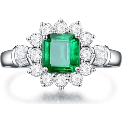 100% 925 Sterling Silver Jewelry Ring Emerald Diamond Gemstone Rings for Women Size 5-12 Fine Jewelry Gift wholesale