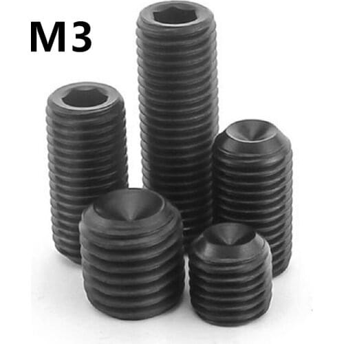100pcs/lot DIN916 GB80 M3x2/2.5/3/4/5/6/8/10/12/14/20mm 12.9 Grade Machine Meter Headless Hexagon Socket Concave End Set Screw