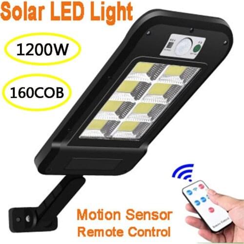 160 COB Solar LED Street Light Waterproof PIR Motion Sensor Smart Remote Control Lamp 1200W Outdoor Garden Security Wall Light