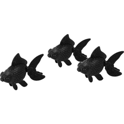 3 Pieces Plastic Artificially Floating tail Fish Tank Goldfish Decor Black