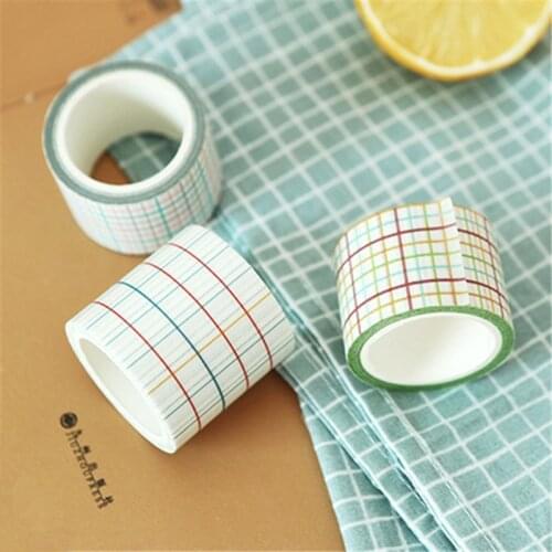 7M Paper Tape Vintage Grid Journal Washi Tape Adhesive Tape Diy Scrapbooking Sticker Label Masking Tapes