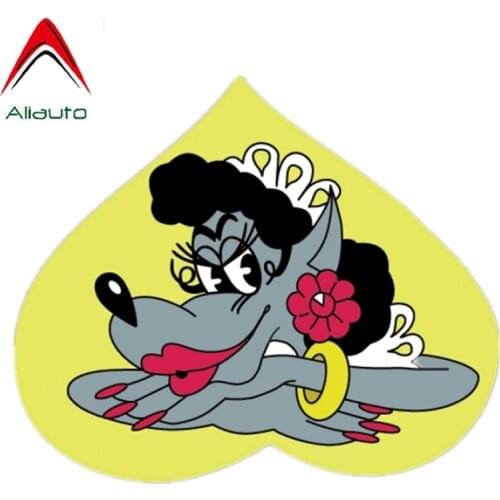 Aliauto Funny Cartoon Car Sticker Wolf Well Wait Auto Decor Vinyl Decal Cover Scratches for Peugeot Kia Rio Opel Astra,12cm*10cm