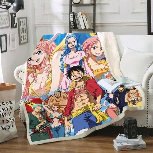 Anime One piece 3D Printed Plush Fleece Blanket Adult Fashion Quilts Home Office Washable Duvet Kids Sherpa Blanket S-321