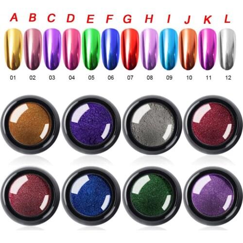 12 Colors Glitter Magic Mirror Powder Effect Shiny Nail Powder DIY Polish Nail Art Extension Manicure Titanium Powder Nail Glitt