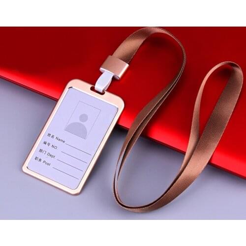 Name ID Card Cover Work Card Holders Metal Work Identity Pass Cover with Lanyard Card Case Office Accessories