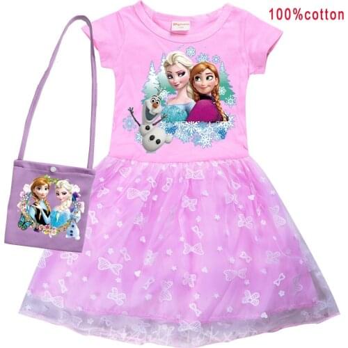 Girls Dress Summer Baby Children Kids Girls Clothes Frozen Anna Elsa Princess Christmas Short Sleeve Dresses Vestidos Infantil