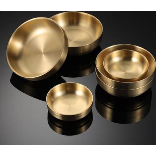 Double Thick Metal Rice Bowl Pickle Dish Stainless Steel Bowl Double Walled Ice Cream Soup Bowls Heat Insulated Mixing Bowl