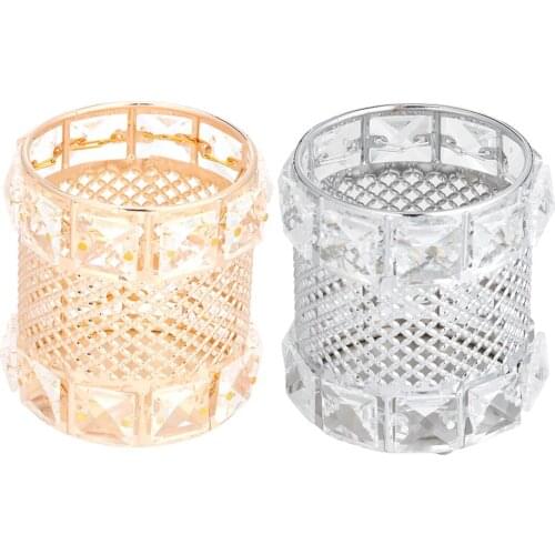 Crystal Metal Makeup Brushes Storage Tube Diamond Cosmetic Crystal Nail Jewelry Storage Box Organizer Makeup Tool