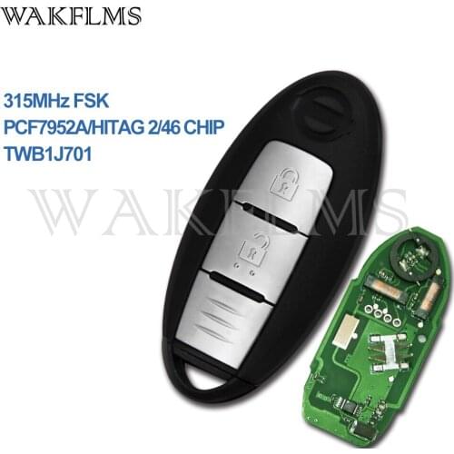 2 buttons smart card remote car key 315Mhz for Nissan Micra K13 March K13 Leaf 2012-2016 with PCF7952A HITAG 2 46 CHIP TWB1J701
