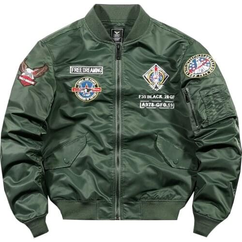 Embroidery Astronaut Bomber Jacket Men Black Army Military Windbreakers 2021 Autumn Jackets Fashion Motorcycle Jacket Asian Size