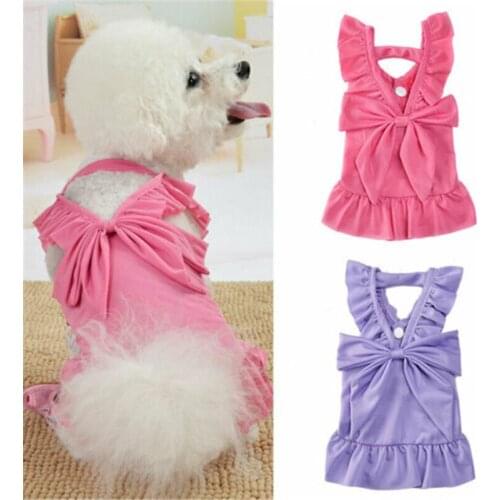 Lovely Pet Sling Dress Dog Cat Puppy Spring Summer Bowknot Princess Dress Pet Clothes