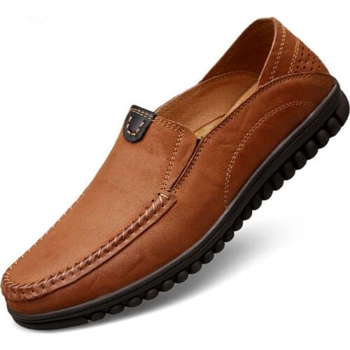 Fashion Loafers shoes For Men Genuine Leather Moccasins Casual Shoes Mens Boat Shoes Plus Big Size 47 man Sapatos Homens