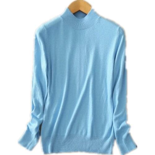 2020 Mens Sweater Cotton Cashmere Semi-high Collar Male Knitted Sweater Men Women Loose Pullover Pure Color Turtleneck Sweaters