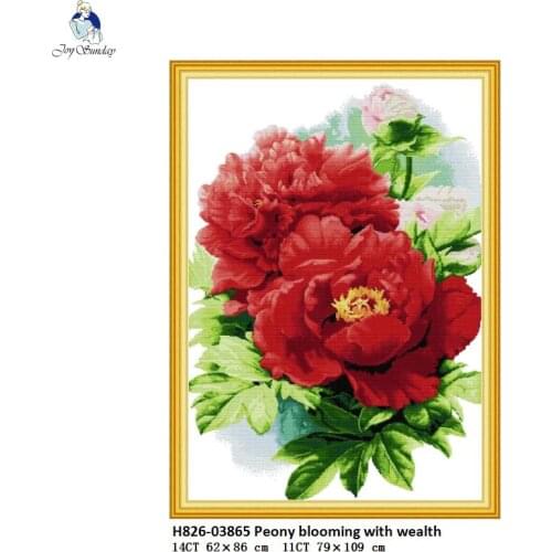 Peony Blooming With Wealth Counted Cross Stitch kit DIY Handmade Aida Canvas Needlework Sets 14CT and 11CT For Embroidery Crafts