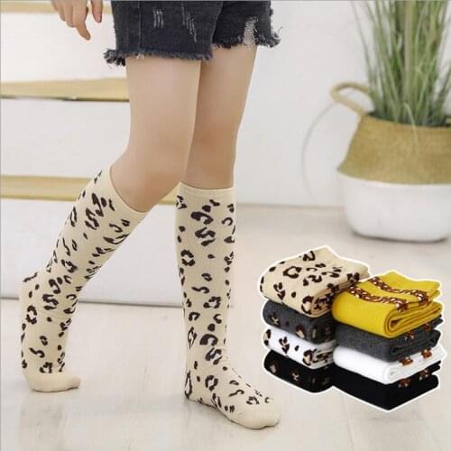 2-12Yrs big girls socks cool leopard design knee high long socks for girls booties socks children sports socks leg warmers meias