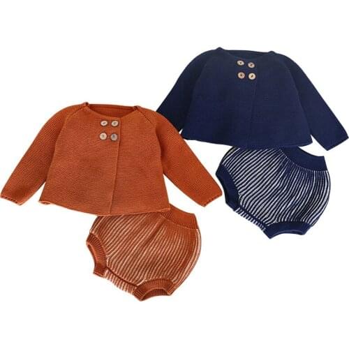 New Baby Girl Clothes Cotton Knit Set Baby Coat and Shorts Spring Autumn Infant Clothing Suit Baby Boy Clothes Winter Outfit