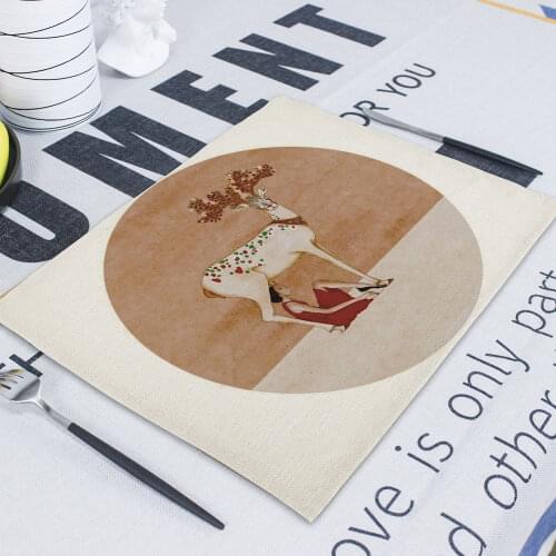 New Year Christmas Polar Bear Table Pad 42*32 Nordic Happy Santa Claus Table Mats on The Table Kitchen Mats Cup Coaster for Bowl