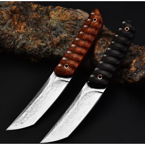 Fixed Blade Knife High hardness VG10 Damascus steel knife self defense survival knife field sharp outdoor tools
