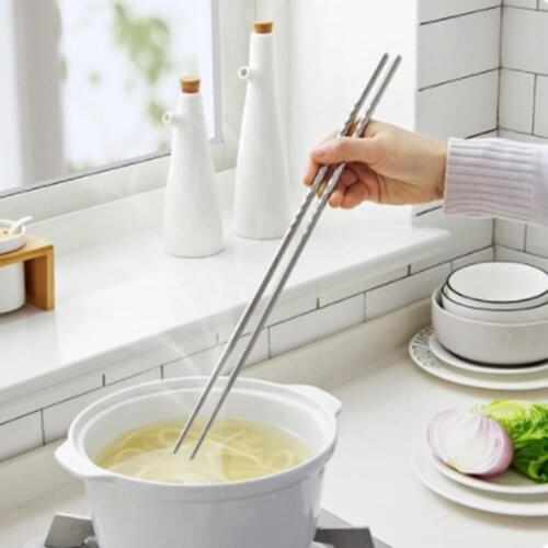 Stainless Steel Chopsticks Household Tableware Noodle Chopsticks Hot Pot Fried Dough Sticks Long Sushi Chopsticks Chinese Style