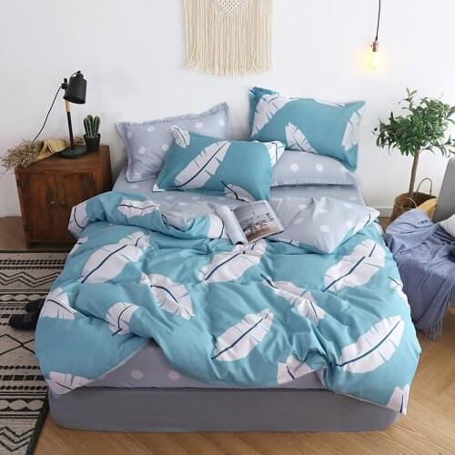 Bed Linens 47 Wholesa Simple Plaid-Sky Blue Pink Hello Kity 3/4pc Bedding Set King Comforter Set Duvet Cover Bed Linen Bedspread