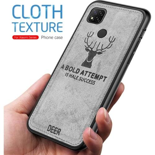 For Xiaomi Redmi 9C NFC Case Cloth Fabric Deer Phone Cover Redmy Redme 9C 9 C NFC Redmi9c Soft Silicone Shockproof Coque Fundas