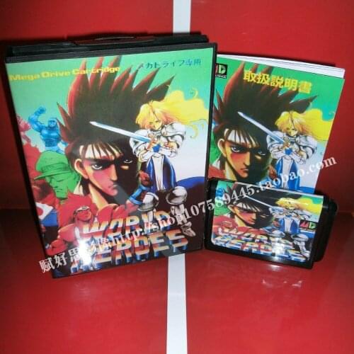 Sega MD game - World heroes with Box and Manual for 16 bit Sega MD game Cartridge Megadrive Genesis system