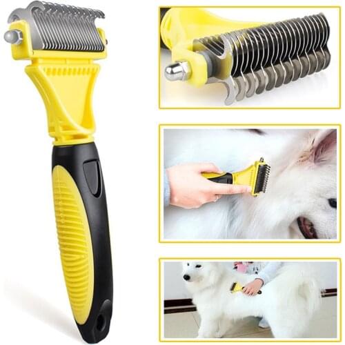 New Stainless Double-sided Pet Cat Dog Comb Brush Professional Large Dogs Open Knot Rake Knife Pet Grooming Products combs