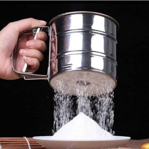 Stainless Steel Sieve Cup Powder Flour Sieve Mesh Knife Baking Tools Pastry Tools Cup Flour Stainless Steel Mesh Sieve Strainer