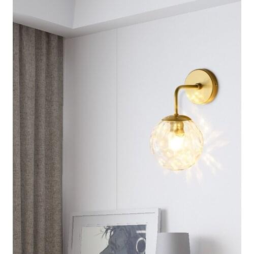 Nordic Glass Wall Lamp Gold/Black Beauty Light Luxury Aisle Staircase Living Room Background Wall Water Pattern Wrought Wall