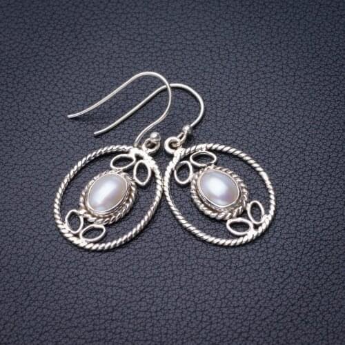 StarGems Natural River Pearl Handmade 925 Sterling Silver Earrings 1.5" D7840