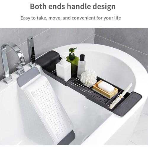 Extendable Bathroom Shelf Bathtub Tray Shower Caddy Bamboo Bath Tub Rack Towel Wine Book Holder Storage Organization Accessories