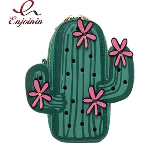 Fun Cactus Shape Cute Girl Crossbody Bag Fashion Women Purses and Handbags Chain Strap Unique Shoulder Bag Casual Clutch 2021