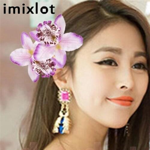 IMIXLOT 10 Colors Butterfly Orchid Flower Hair Clips Hairpin Hair Accessories For Bridal Wedding Women Girls Jewelry