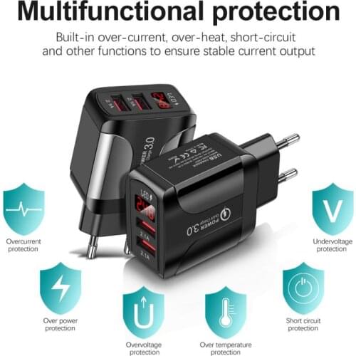 2020 2/4 USB Mobile Phone Charger 2.4/3.1A Multi-Specification Smart Digital Display Fast Charge Portable Tablet PC Charger