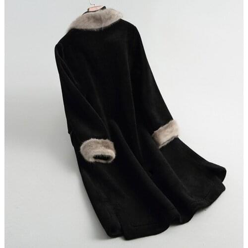 New Fashion Autumn Winter 100% Wool Coat Women Natural Raccoon Fur Collar Female Trench Coats Outwear hot LX2203