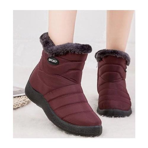 Winter womens warm snow boots low heel casual cotton boots