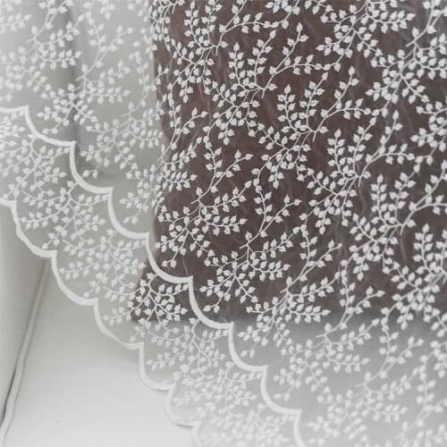 1Meter/lot 135cm wide White soft organza embroidery fabric lace wedding dress clothing accessories X286