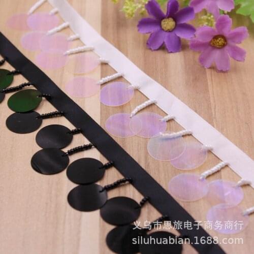 1 yards Colorful Sequins Tassel Lace Ribbon DIY Craft Clothing Dress Accessories Curtain Decoration Trim