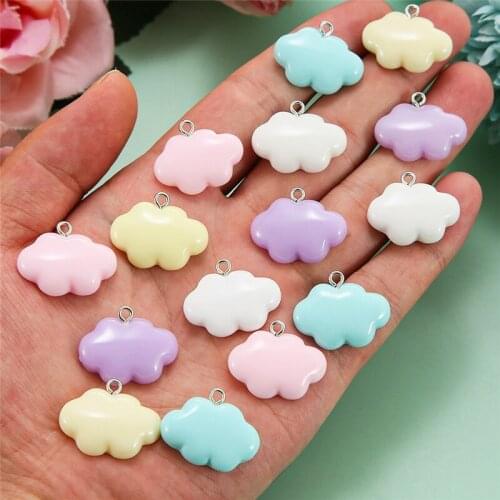 10pcs/lot Solid Color Cute Cloud Resin Charms Pendant For Women Girls DIY Necklace Bracelet Jewelry Making Accessories