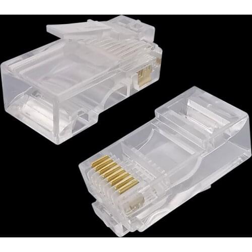 100Pcs Five Crystal Head RJ45 Unshielded 8Pin Crystal Head Network Cable Plug 8P8C Crystal Head Adapter