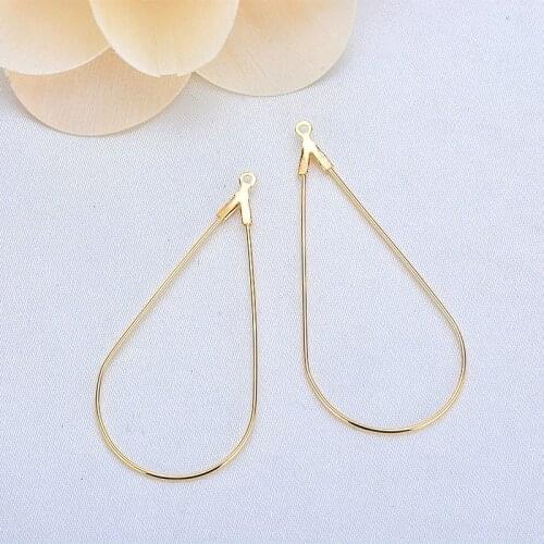 20PCS 45x24MM 24K Gold Color Plated Brass Drop Shape Earring Hook High Quality Diy Jewelry Accessories
