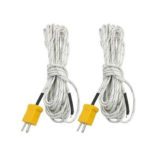 2PCS K Type 0-400C Temperature Sensor Thermocouple Probe 5 Meter 16.4Ft