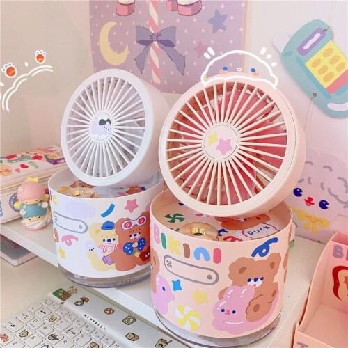 2 in 1 Mini USB Rechargeable Humidifier Air Cooler Fan Summer Household Office Desktop Water Spray Humidify Misting Cooling Fans