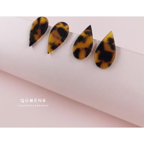 2021 Classic Vintage Simple Leopard Print Acrylic Acetate Water Drop Stud Earrings Elegant Womens Daily Wear Jewelry