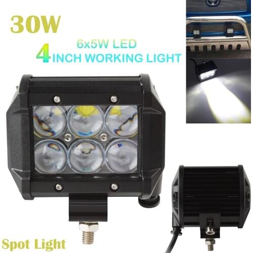 4 Inch Vehicle 30W 2550LM 4WDLED Work Spot Light Bar White Light 6000K 6 Leds 4WD ATV Off-road SUV Driving Lamp For Car Vehicle