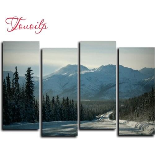 4pcs,Full,square&round Diamond Embroidery,5d Diamond Painting,Cross Stitch,Snow mountain,Diamond Mosaic,diamond pattern,Crafts