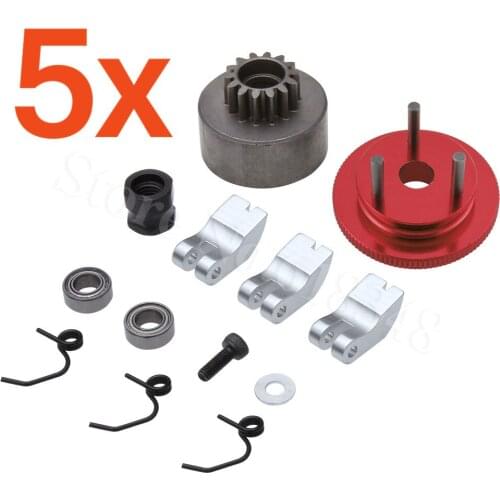 5Sets/Lot 14T Clutch Bell Shoes Springs Bearings Flywheel Assembly Kit for 1/8 RC Model Car with 21-28cxp Nitro Engine Parts