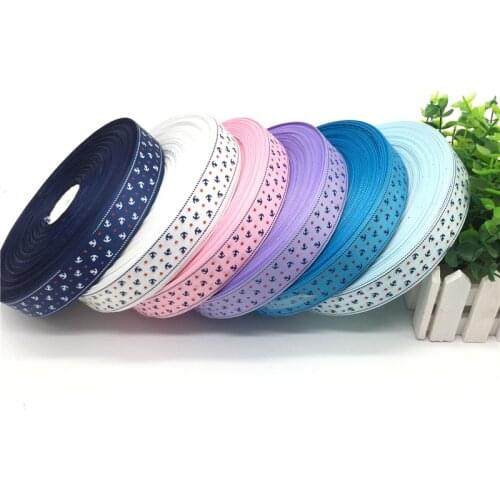 5 yards 1"(25mm) Ribbon Wedding Decoration Printing Anchor Grosgrain Ribbon Gift Wrapping Hair Bows DIY Christmas Ribbon