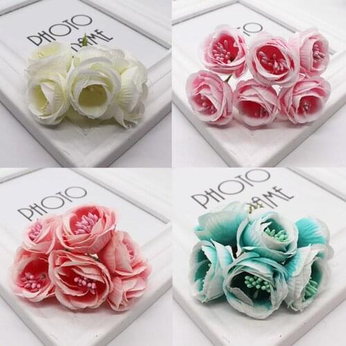 6pcs New Artificial flower stamens rose bouquet wedding home Christmas decoration flower scrapbooking DIY garland gift box