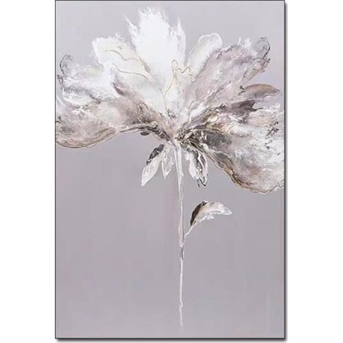 Abstract Gray Flower Canvas Paintings Hand-painted Oil Painting Wall Art On Canvas Unframed Artwork For Living Room Decoration